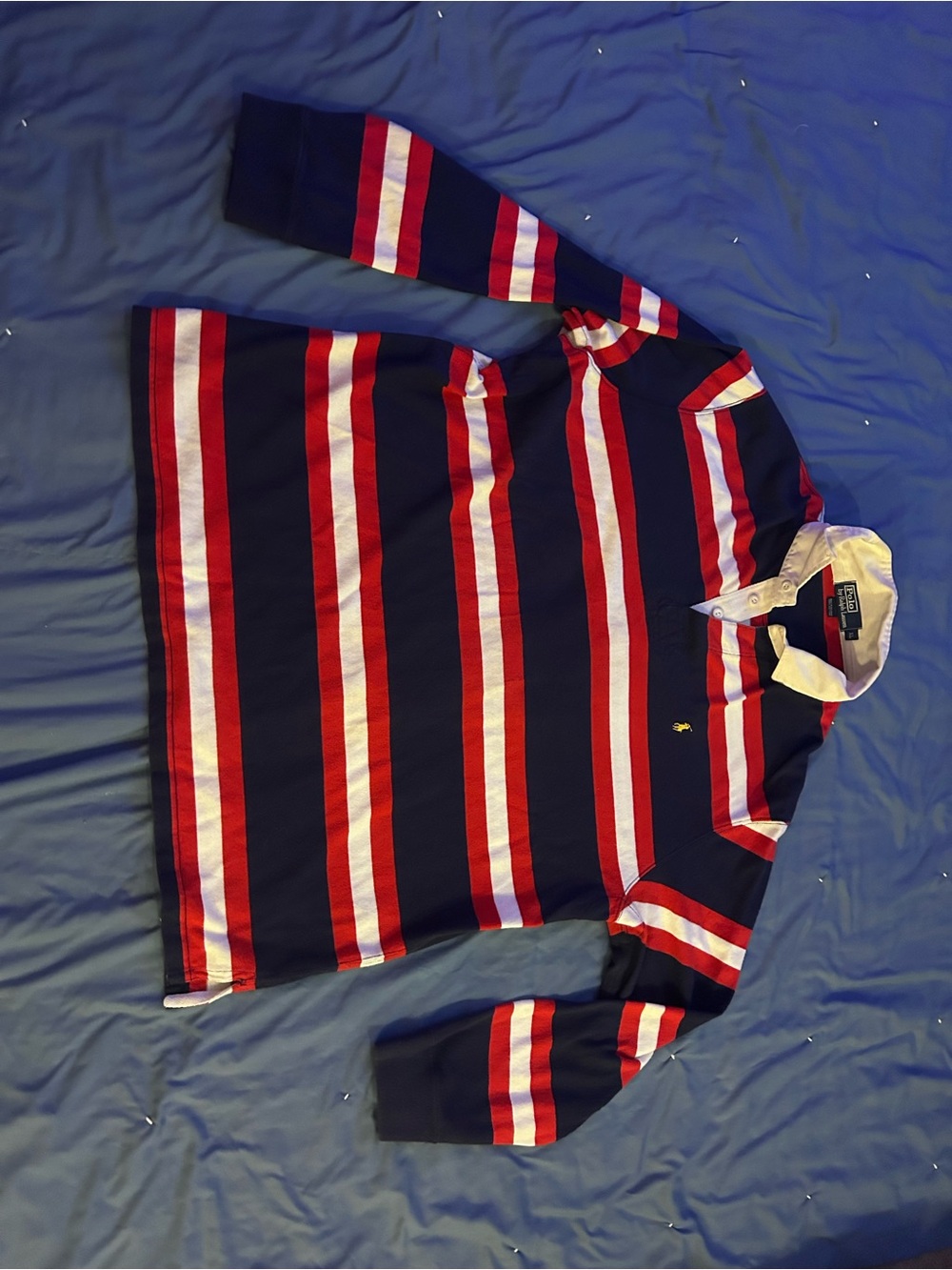 Ralph Lauren Navy, Red and White Striped Polo Shirt